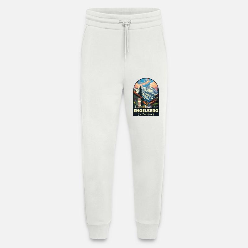 Explorez l’Alpine Engelberg en Suisse - Pantalon de jogging bio décontracté fabriqué en UE - OFF WHITE