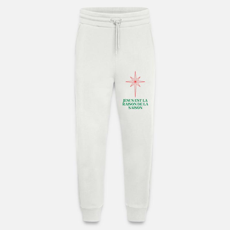 Étoile de Noël avec citation religieuse - Pantalon de jogging bio décontracté fabriqué en UE - OFF WHITE