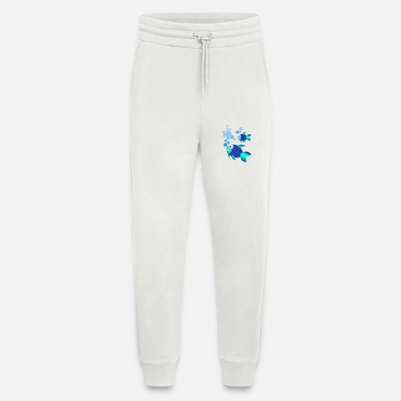 Poisson bleu exotique aux écailles irisées - Pantalon de jogging bio décontracté fabriqué en UE - OFF WHITE