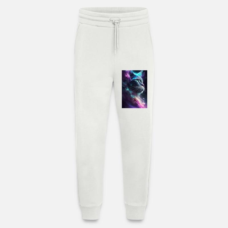 Chat dans l’espace - Pantalon de jogging bio décontracté fabriqué en UE - OFF WHITE