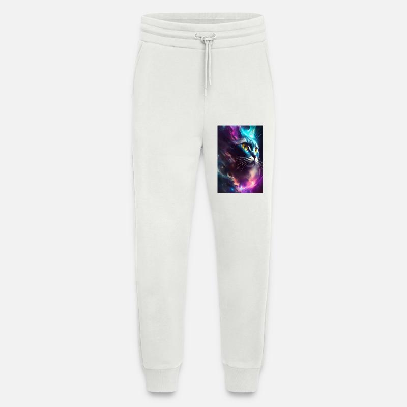 Chat dans l’espace - Pantalon de jogging bio décontracté fabriqué en UE - OFF WHITE