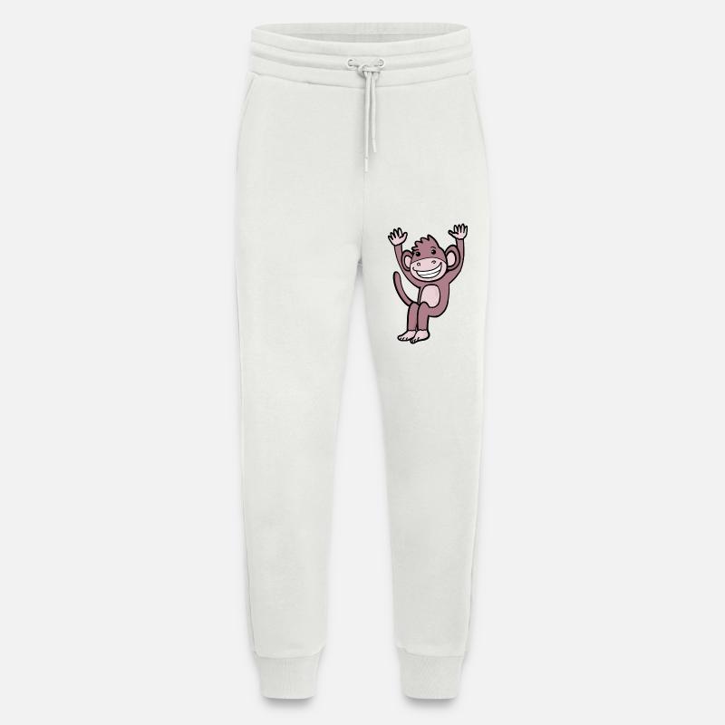 Mignon singe qui rit - Pantalon de jogging bio décontracté fabriqué en UE - OFF WHITE