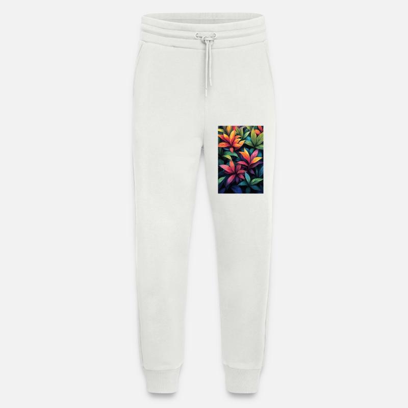 Neon Tropical Leaves Pattern - Jogging Pants - made by SPREAD  - OFF WHITE