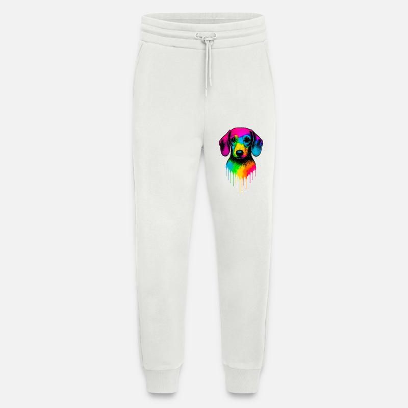 Regenbogen Dackel Tropfenkunst - Jogginghose - made by SPREAD - OFF WHITE