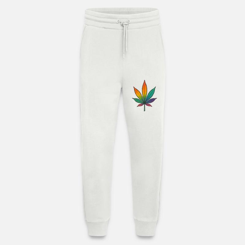 Regenbogen Cannabisblatt Design - Jogginghose - made by SPREAD - OFF WHITE