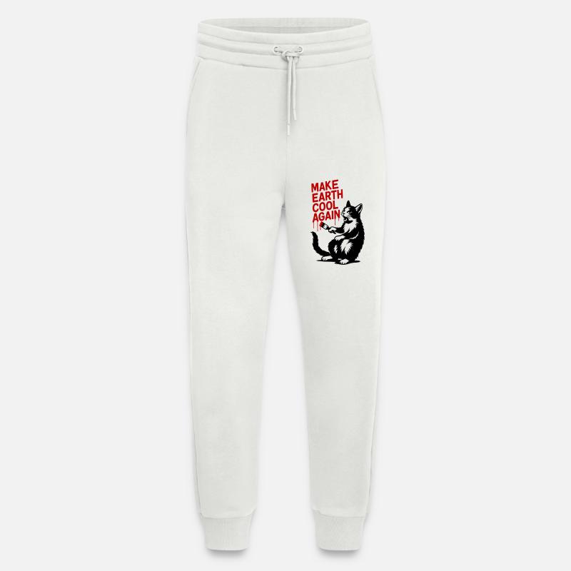 Make Earth Cool Again Wolf Print - Jogging Pants - made by SPREAD  - OFF WHITE