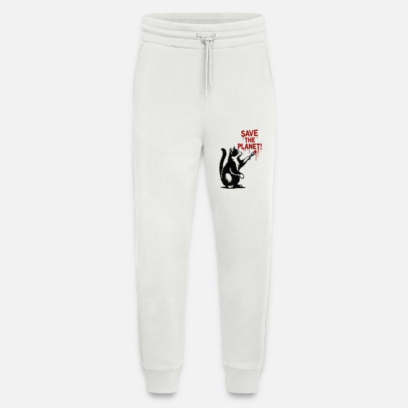 Planetenschutz Katze Kunst - Jogginghose - made by SPREAD - OFF WHITE
