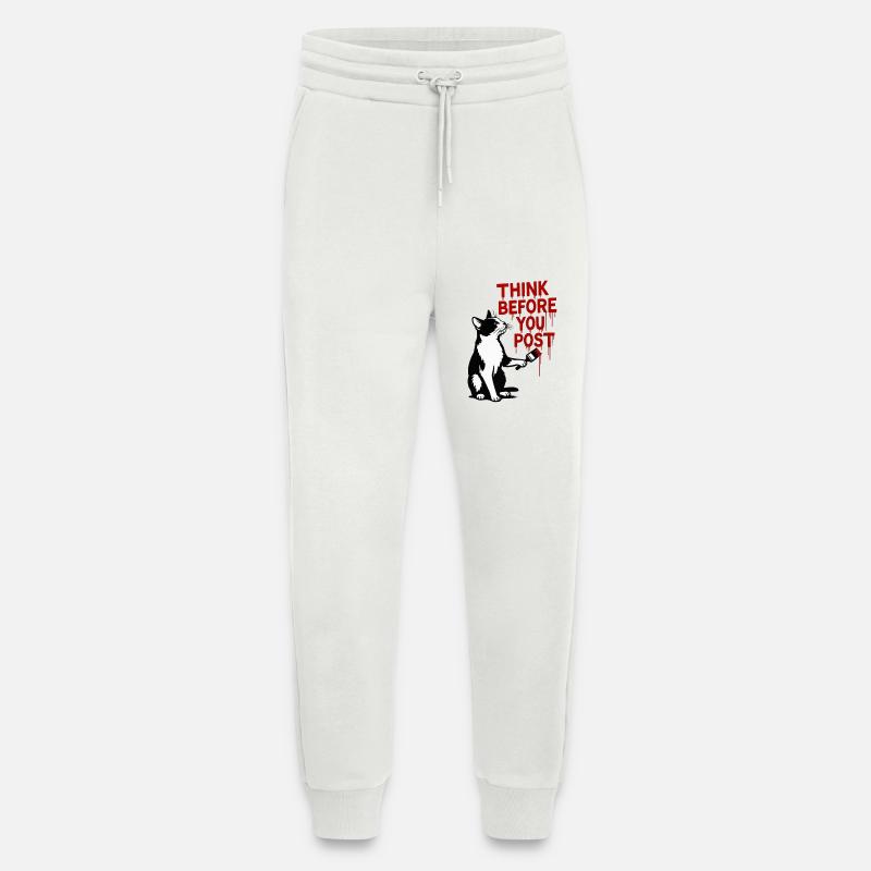 Think before you post Cat - Jogging Pants - made by SPREAD  - OFF WHITE