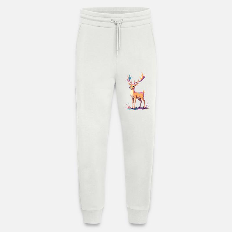 Reh mit Regenbogen-Geweih Farbexplosion - Jogginghose - made by SPREAD - OFF WHITE