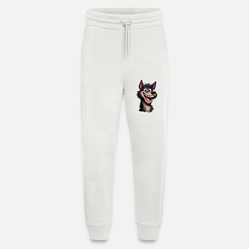 Crazy cartoon wolf with big grin - Jogging Pants - made by SPREAD  - OFF WHITE