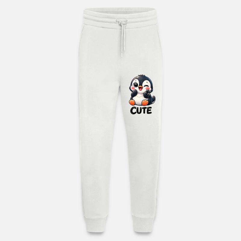 Cute Shy Penguin Cartoon Chibi Peace - Jogging Pants - made by SPREAD  - OFF WHITE