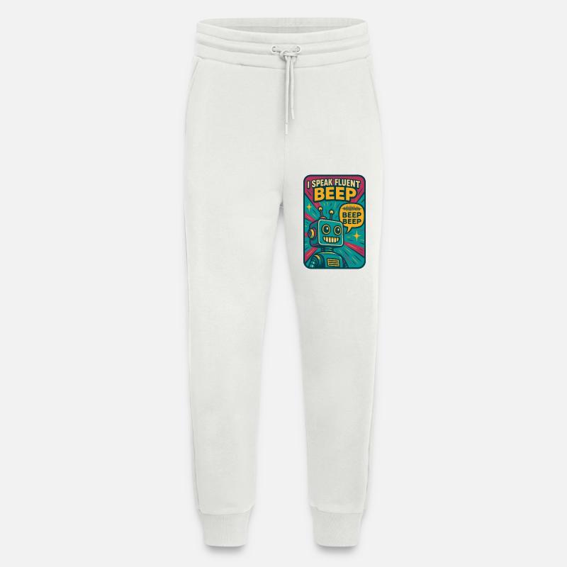 Bip fluide | Robot Science-Fi Nerd - Pantalon de jogging bio décontracté fabriqué en UE - OFF WHITE