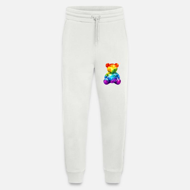 Rainbow teddy bear in geometric pattern - Jogging Pants - made by SPREAD  - OFF WHITE