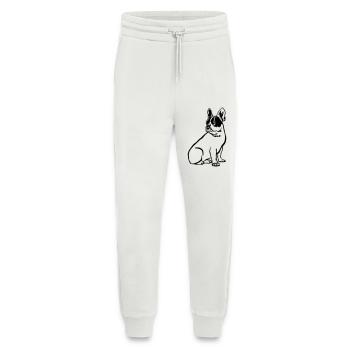 Français Bulldog - Pantalon de jogging bio décontracté fabriqué en UE - OFF WHITE - Devant