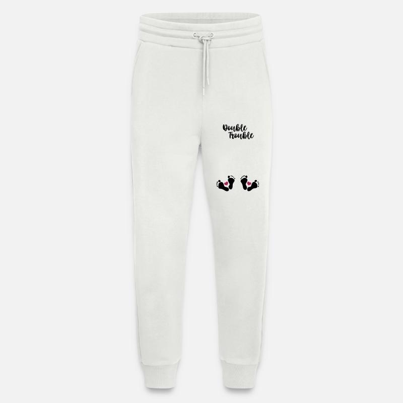 Double Trouble - Enceinte avec des jumeaux - Pantalon de jogging bio décontracté fabriqué en UE - OFF WHITE
