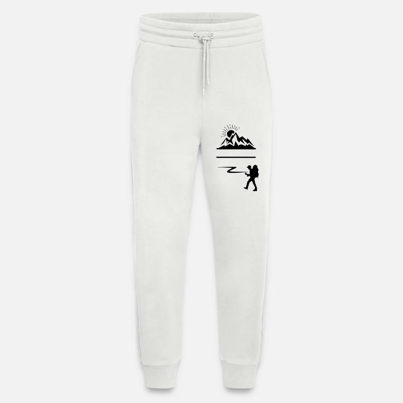 Backpack hiker, mountains on background banner - Jogging Pants - made by SPREAD  - OFF WHITE