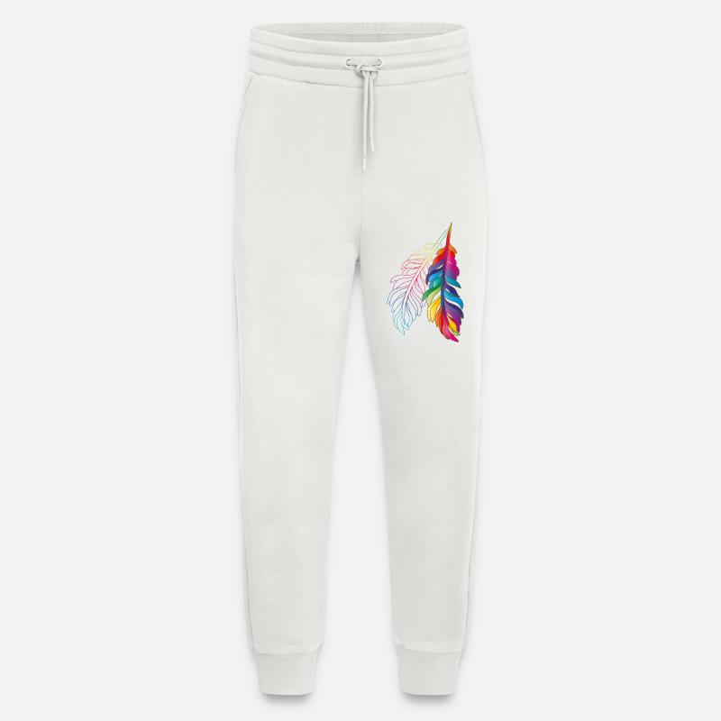 Rainbow feathers – colourful boho design - Jogging Pants - made by SPREAD  - OFF WHITE