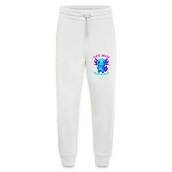 Bleib locker sei ein Axolotl | Neon Spruch Design - Jogginghose - made by SPREAD - OFF WHITE - Vorne