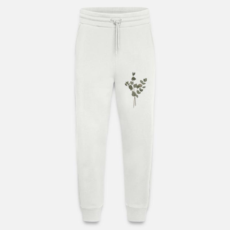 Eucalyptus à l’Aquarelle - Pantalon de jogging bio décontracté fabriqué en UE - OFF WHITE