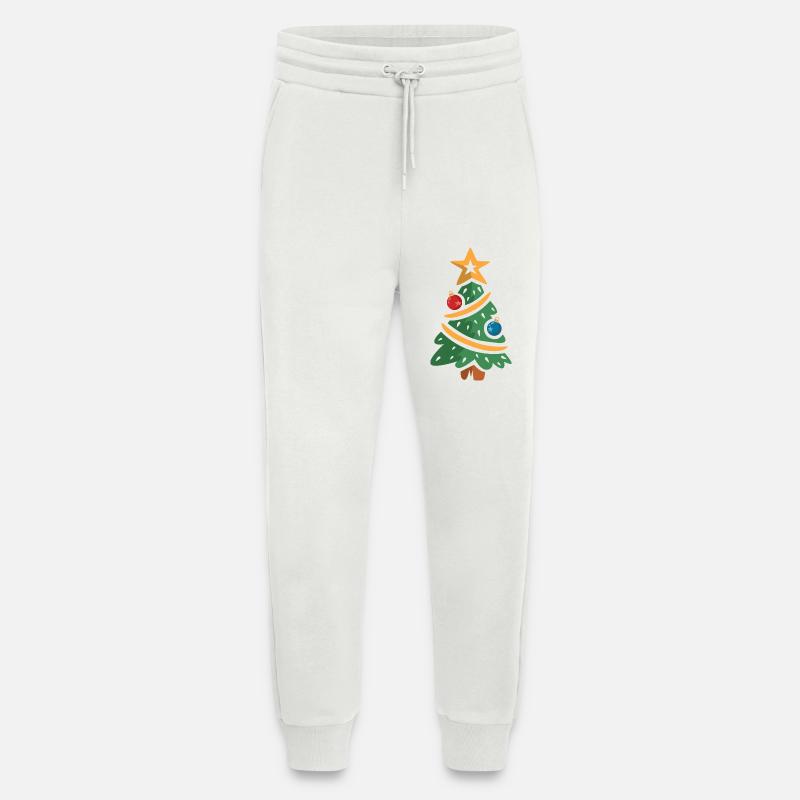 Arbre de Noël dessin animé illustration - Pantalon de jogging bio décontracté fabriqué en UE - OFF WHITE