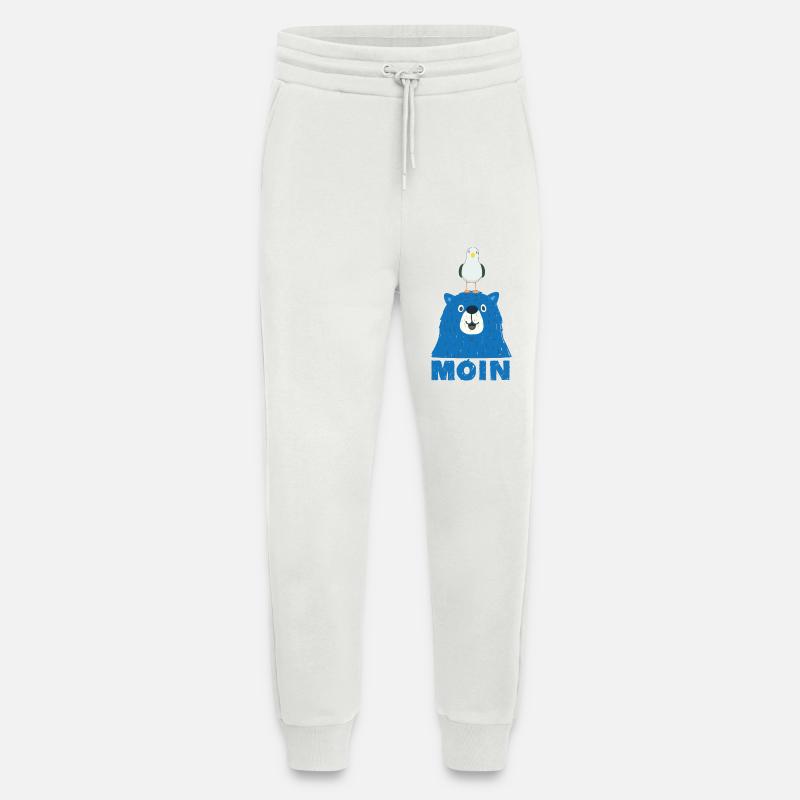 Blauer Bär mit Möwe Kopf Moin Hamburger Dialekt  - Jogginghose - made by SPREAD - OFF WHITE