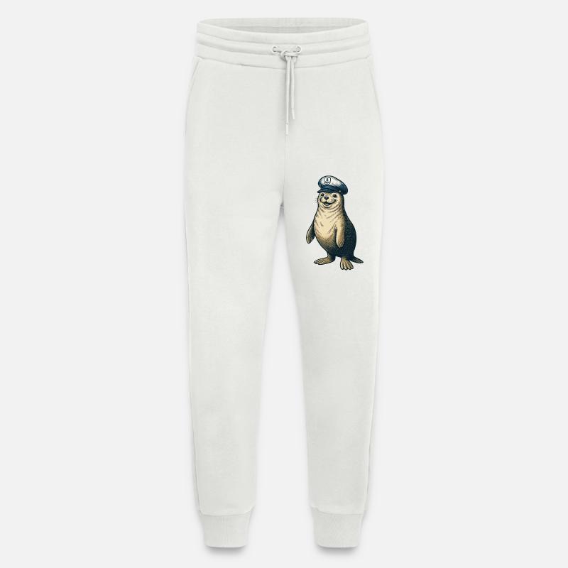 Seal with captain's cap - Jogging Pants - made by SPREAD  - OFF WHITE