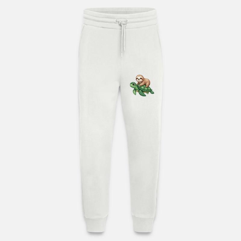 Sloth on turtle - Jogging Pants - made by SPREAD  - OFF WHITE