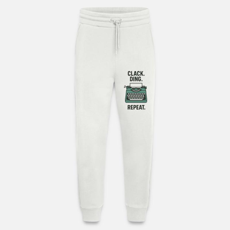 Klack Ding Repeat | Machine à écrire - Pantalon de jogging bio décontracté fabriqué en UE - OFF WHITE
