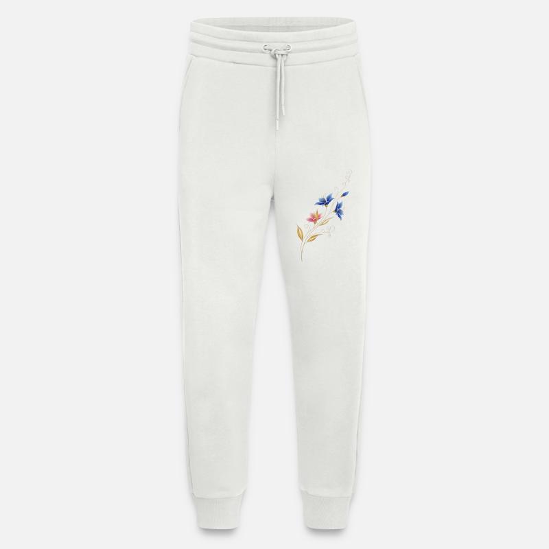 Liane fleur dorée Bleu Rose - Pantalon de jogging bio décontracté fabriqué en UE - OFF WHITE