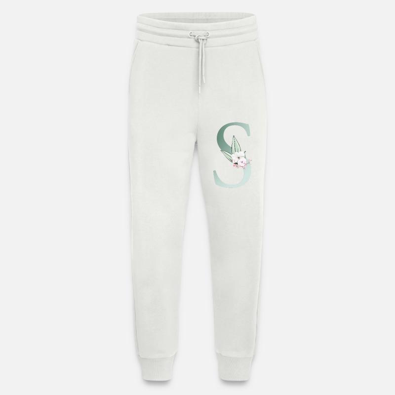 S Monogramm, Floral, personalisierbar - Jogginghose - made by SPREAD - OFF WHITE