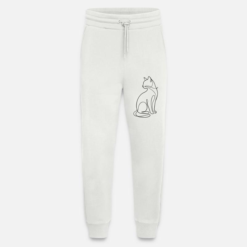 Einzeilige sitzende Katzensilhouette - Jogginghose - made by SPREAD - OFF WHITE