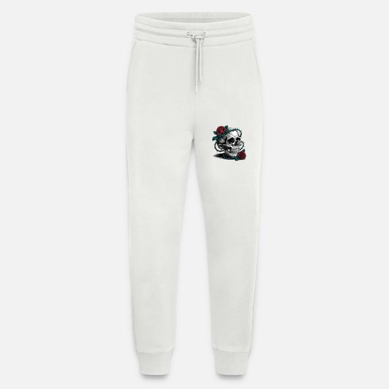 Totenkopf mit Rosenblüten - Jogginghose - made by SPREAD - OFF WHITE