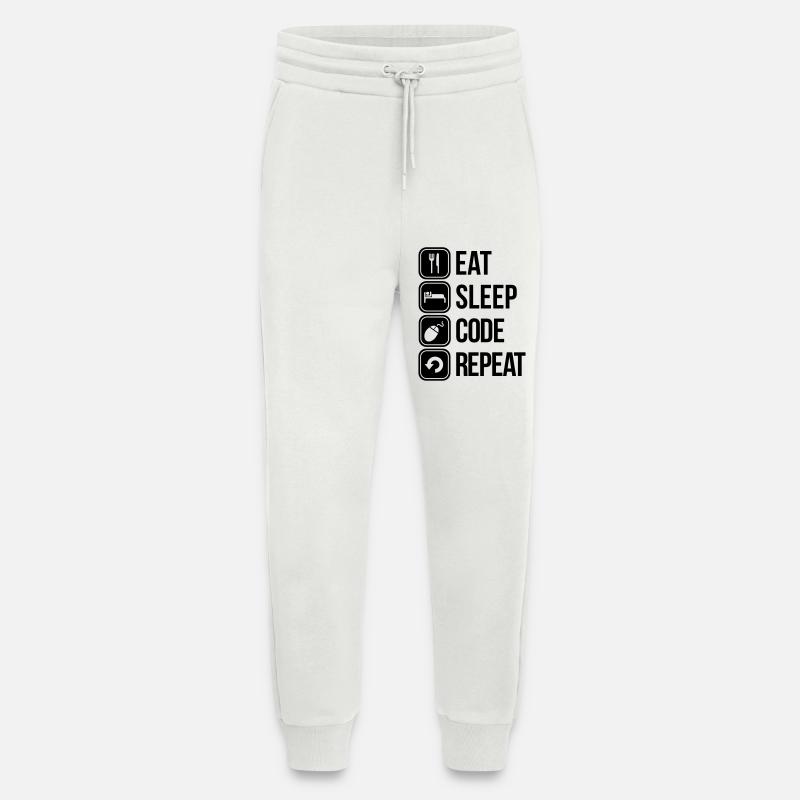 eat sleep code - Jogging Pants - made by SPREAD  - OFF WHITE