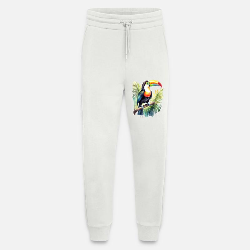 Aquarelle de Toucan - Pantalon de jogging bio décontracté fabriqué en UE - OFF WHITE