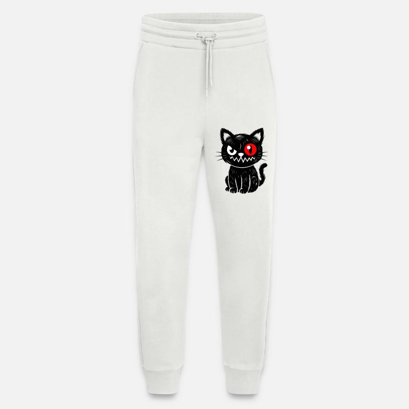 Schwarze Katze mit rotem Auge sitzend  - Jogginghose - made by SPREAD - OFF WHITE
