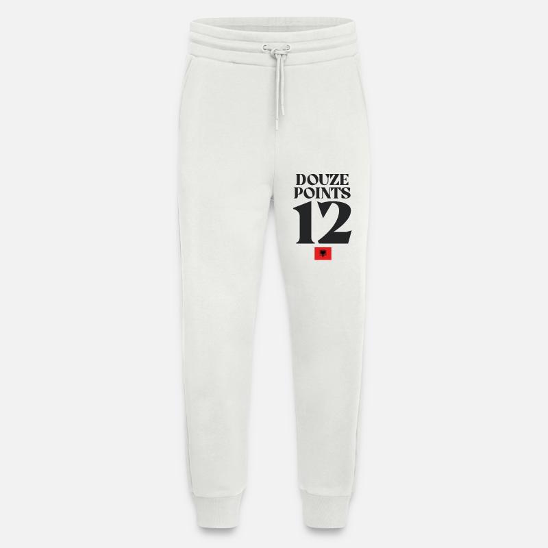 Doze Points 12 Drapeau albanais Eurovision - Pantalon de jogging bio décontracté fabriqué en UE - OFF WHITE