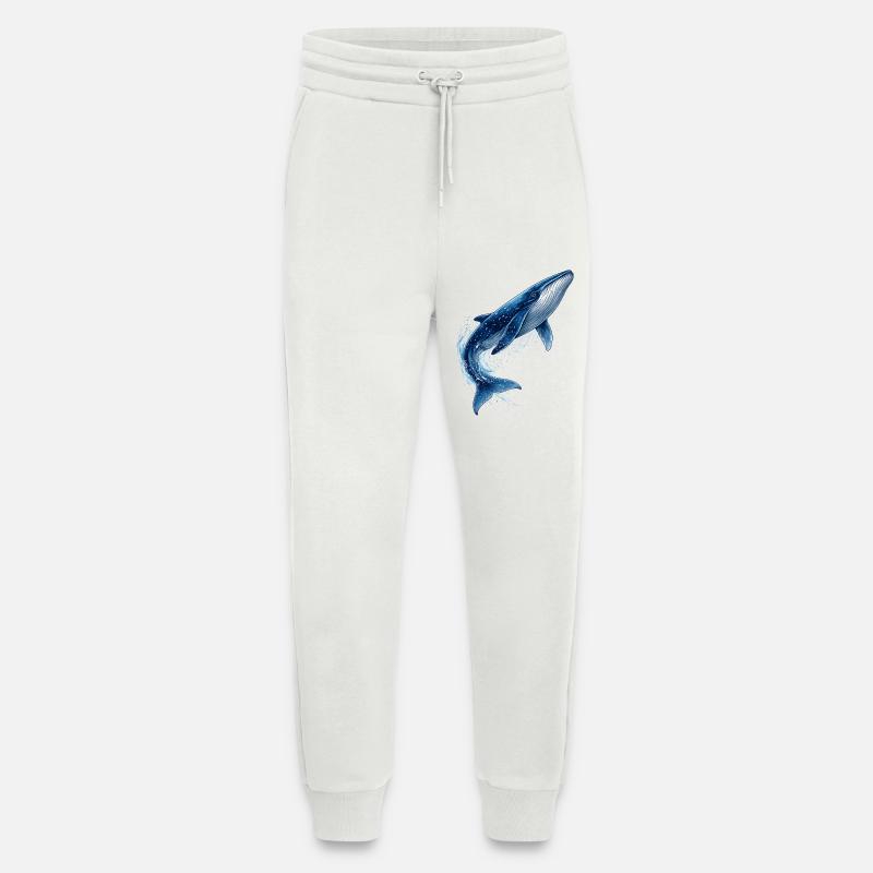 Blauwal Illustration im Sprung  - Jogginghose - made by SPREAD - OFF WHITE