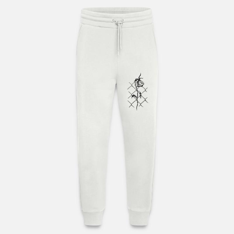 Blüte der Überwindung: Rose im Maschendraht - Jogginghose - made by SPREAD - OFF WHITE