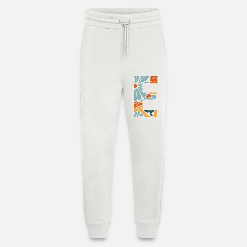 Lettre e fleurs groovy idée cadeau  - Pantalon de jogging bio décontracté fabriqué en UE - OFF WHITE