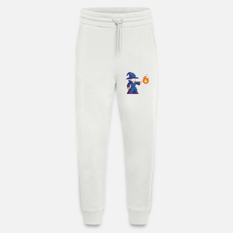 Pixel Wizard and Fire - Jogging Pants - made by SPREAD  - OFF WHITE