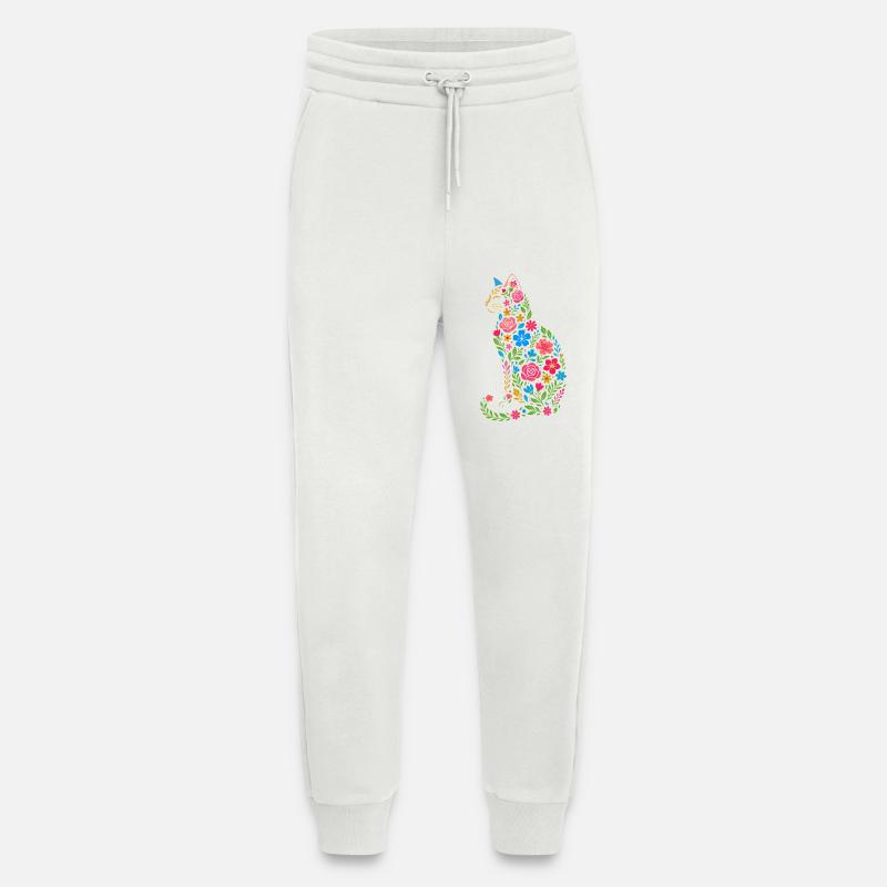 Katze Blumen - Jogginghose - made by SPREAD - OFF WHITE