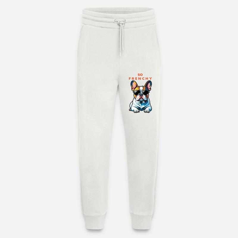 Bouledogue français Pop Chic Lunettes - Pantalon de jogging bio décontracté fabriqué en UE - OFF WHITE