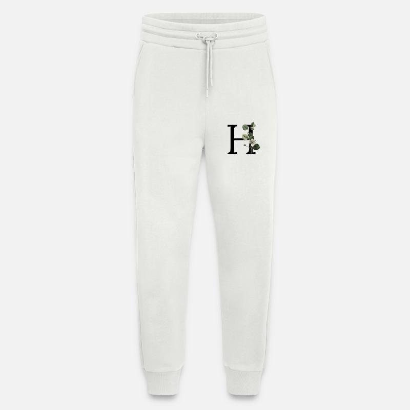 Letter H Botanical Green - Jogging Pants - made by SPREAD  - OFF WHITE