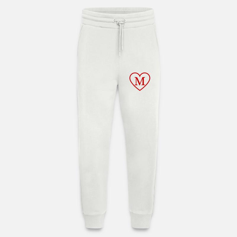 Letter m red heart - Jogging Pants - made by SPREAD  - OFF WHITE