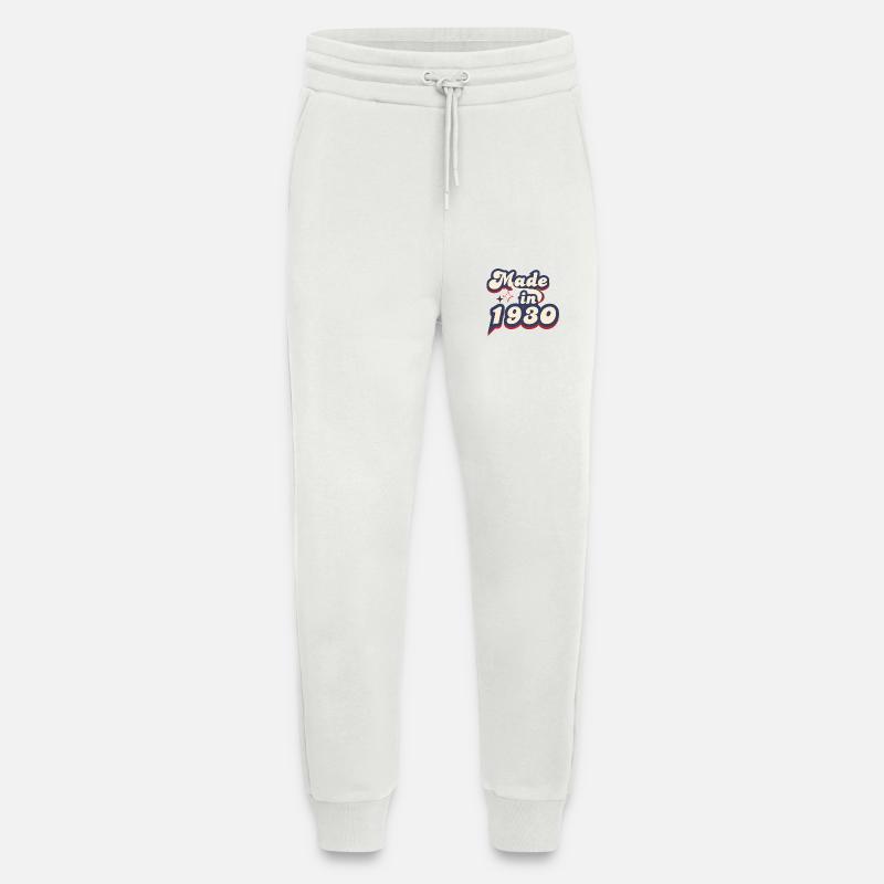 Made in 1930 retro - Pantalon de jogging bio décontracté fabriqué en UE - OFF WHITE