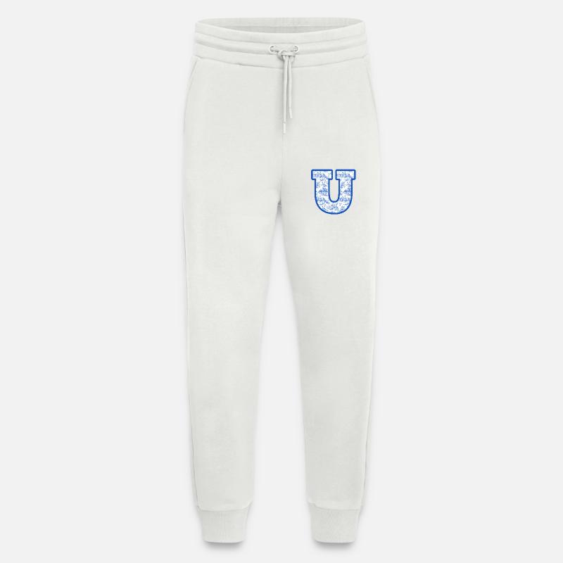 Blue chinoiserie u letter - Jogging Pants - made by SPREAD  - OFF WHITE