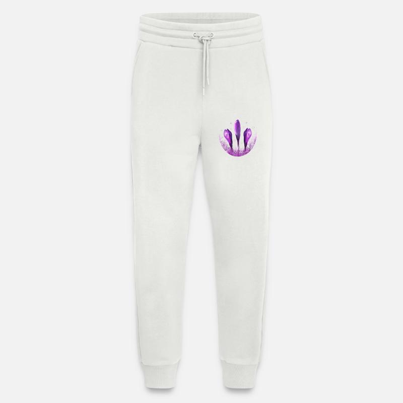 Crocus Crocus Fleurs Violettes - Pantalon de jogging bio décontracté fabriqué en UE - OFF WHITE