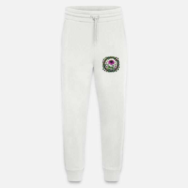 Échinacée pourpre - Pantalon de jogging bio décontracté fabriqué en UE - OFF WHITE