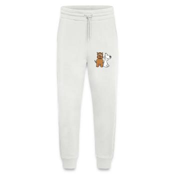 Chien Chat Deux Amis Équipe Chaton 2 Duo Équipage - Pantalon de jogging bio décontracté fabriqué en UE - OFF WHITE - Devant