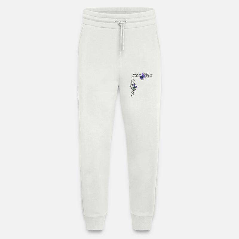 Papillons avec vrilles florales - Pantalon de jogging bio décontracté fabriqué en UE - OFF WHITE